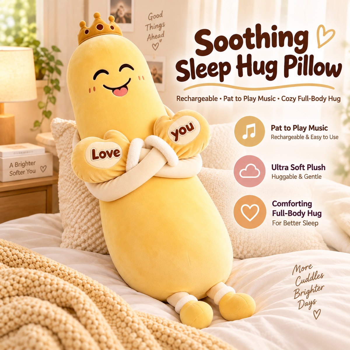 Rechargeable Sleep Hug Pillow – Pat-to-Play Music Cuddle Body Pillow