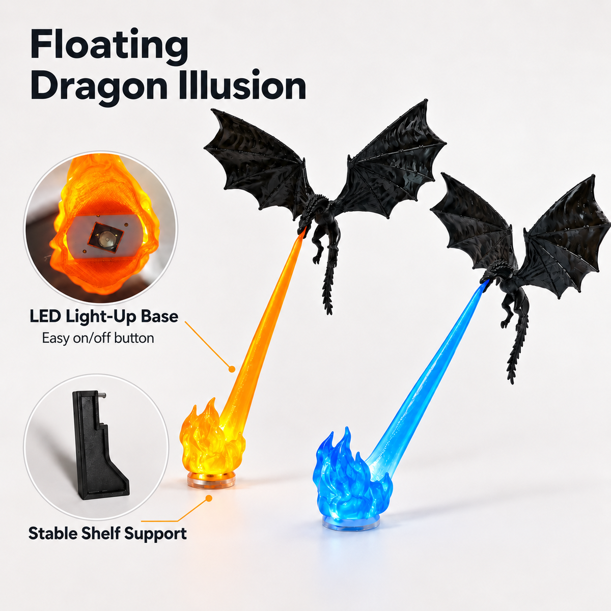 Dragon Breath LED Display Lamp – Fire & Ice Fantasy Dragon Decor