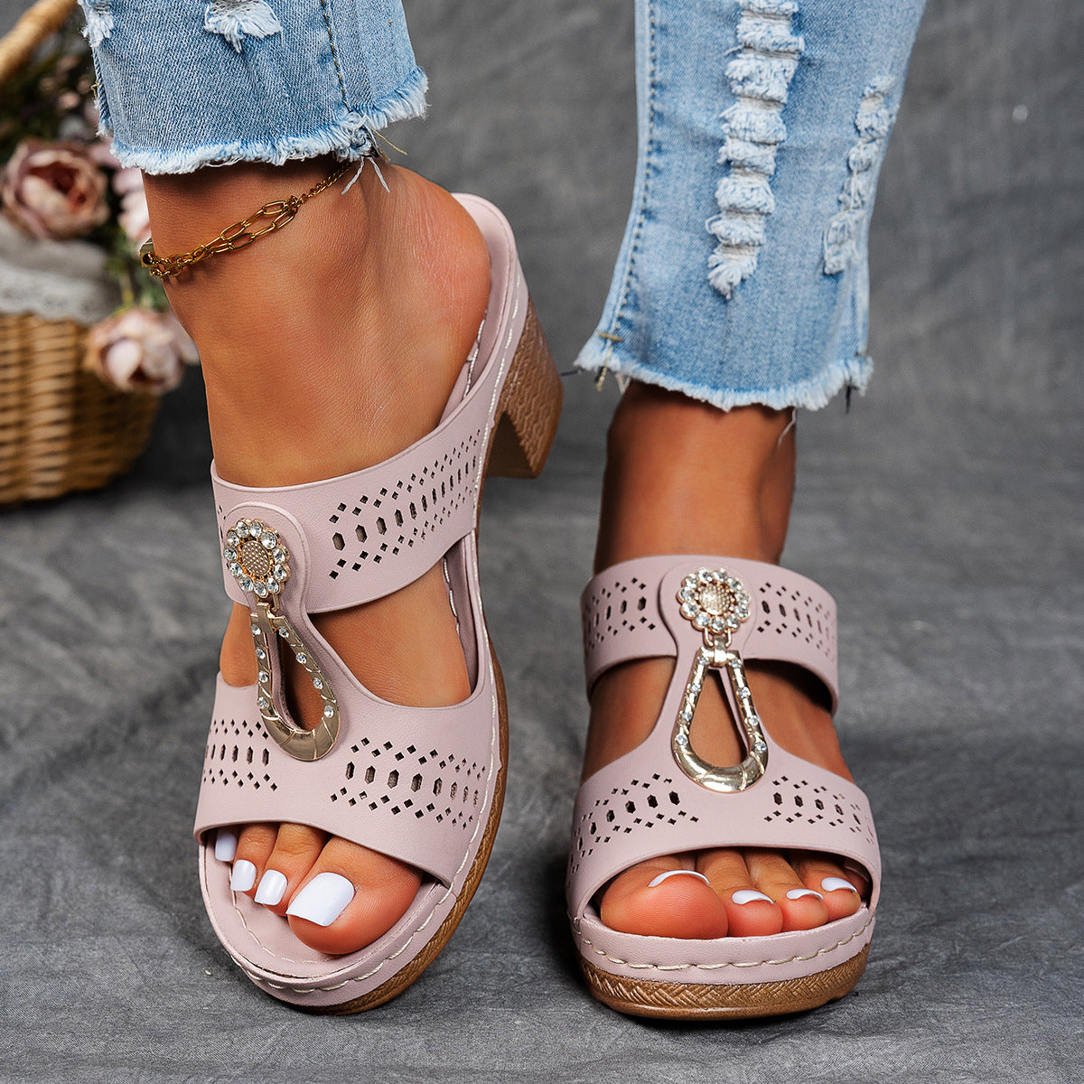 Orthopedic Rhinestones Heel Sandals ( BUY 2 FREE SHIPPING )
