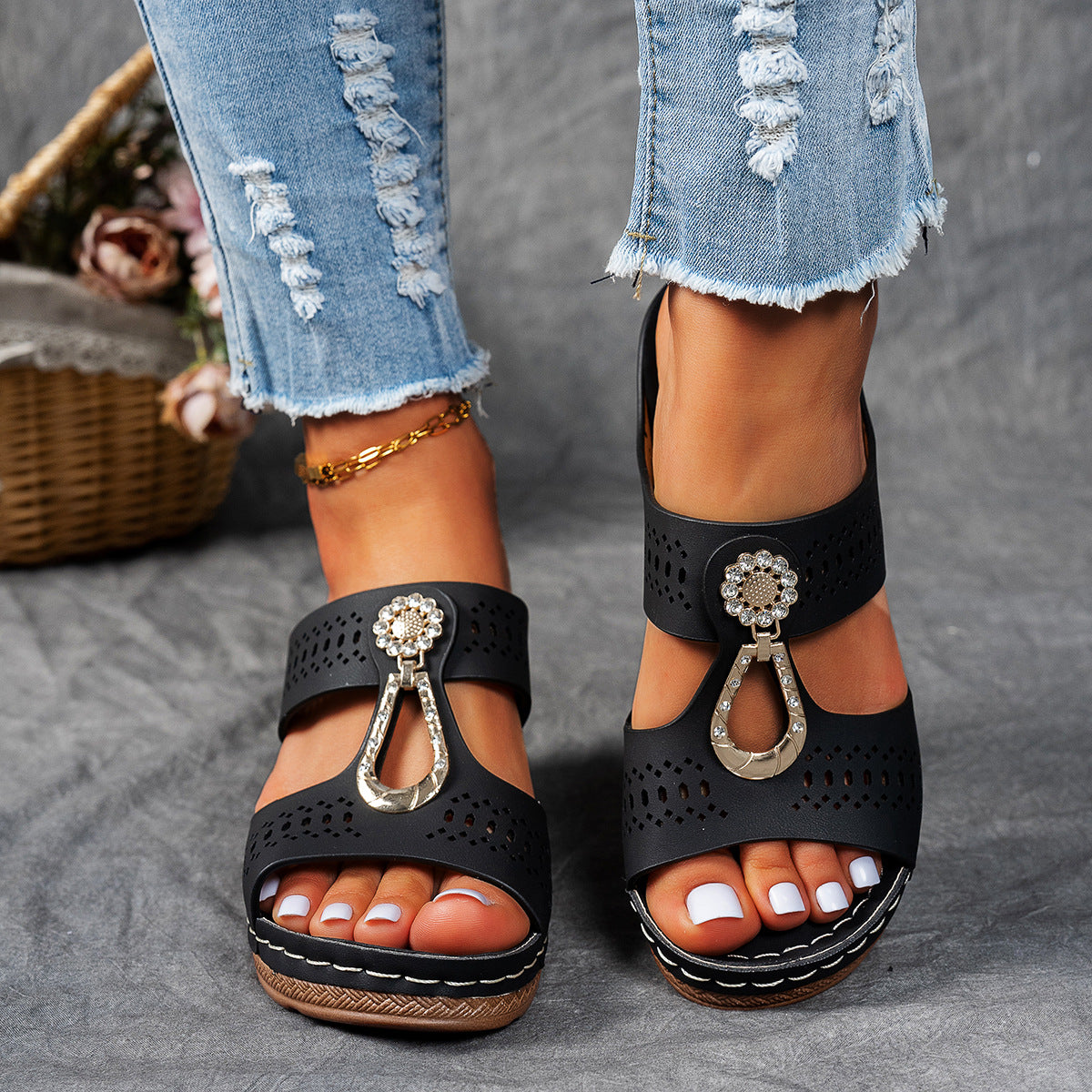Orthopedic Rhinestones Heel Sandals ( BUY 2 FREE SHIPPING )