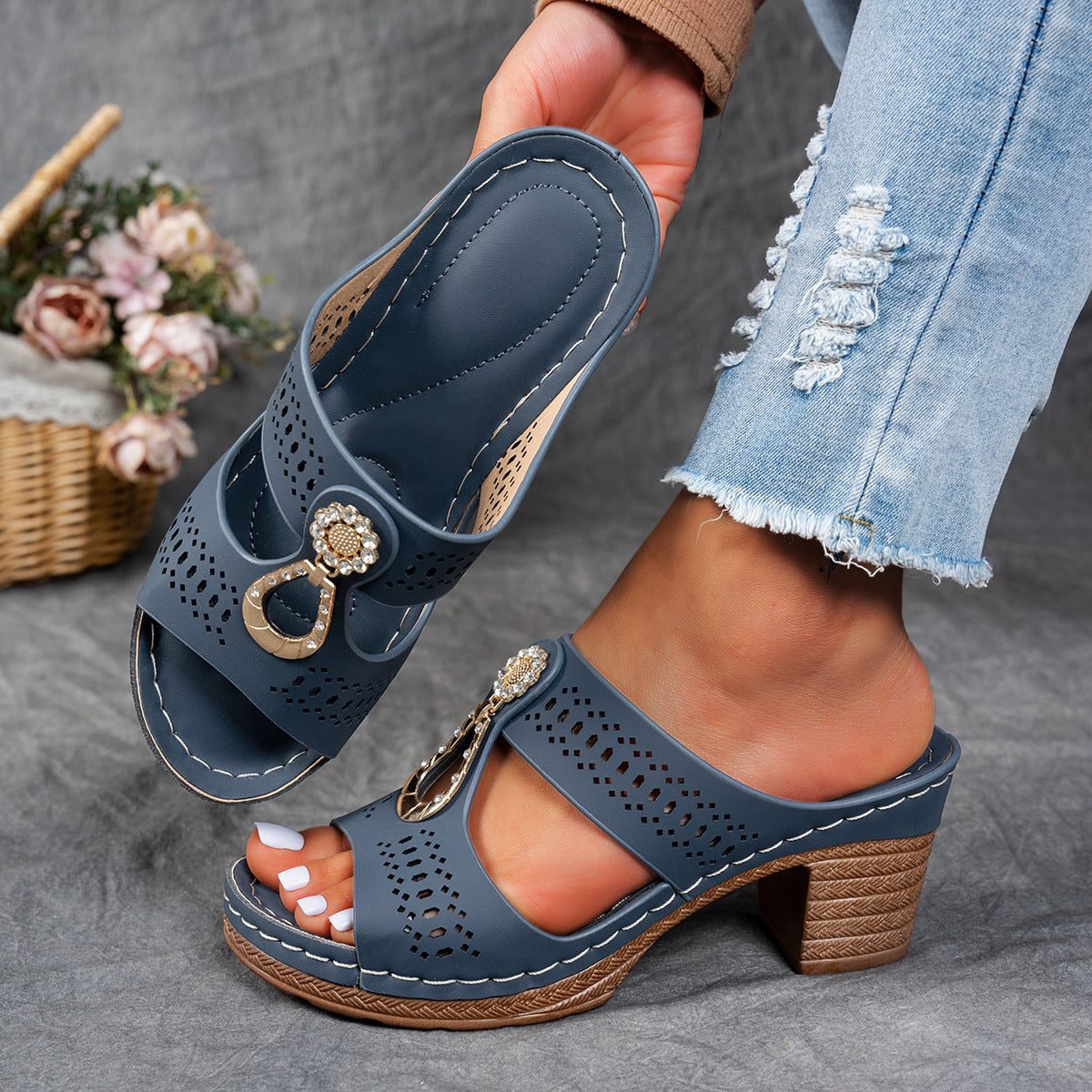 Orthopedic Rhinestones Heel Sandals ( BUY 2 FREE SHIPPING )