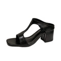 Women's Chunky Heel Classic Leather Sandals