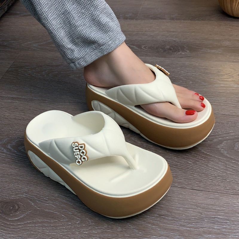Women's Casual Color-Block Flip-Flops with Soft, Thick Soles for Home Wear